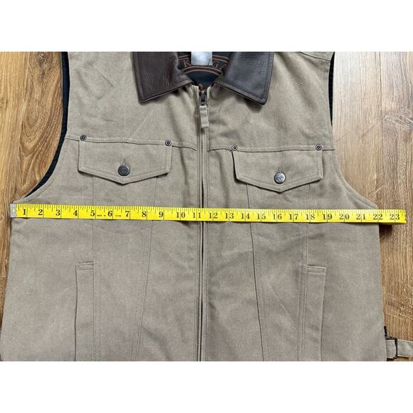 KAKADU Traders Australia Brown Concealed Carry Canvas Vest Leather Trim‎ S EUC - Picture 3 of 15